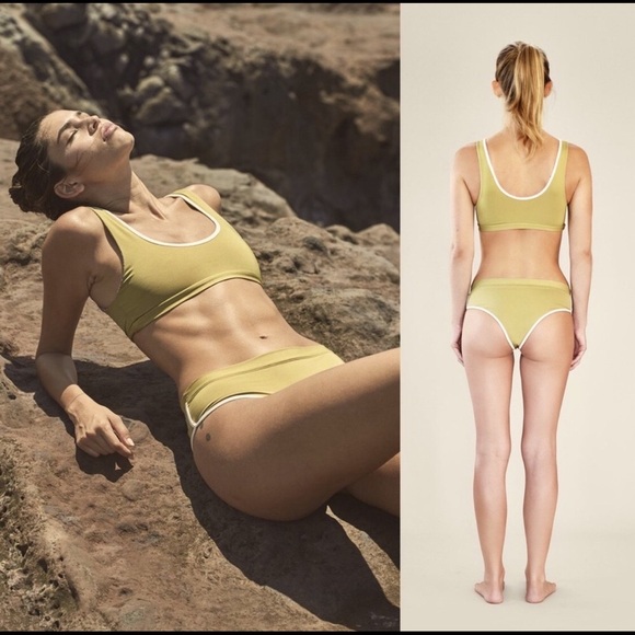 Acacia Bikini Corfu top Sumatra bottom Pear Green Sporty lining - Picture 1 of 12